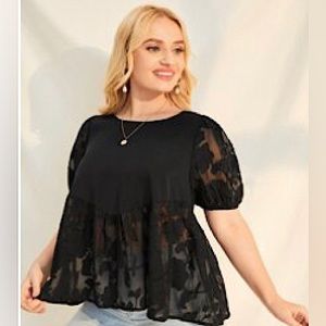 SHEIN Sheer Embroidered Blouse